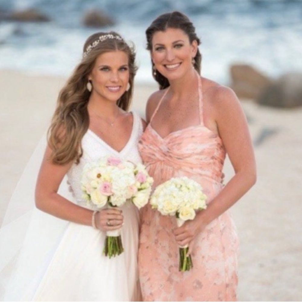 Size 12 pink floral Amsale bridesmaid dress